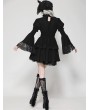 Dark in love Black Gothic Lace Doll Shirred Waist Long Sleeve Short Dress