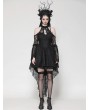 Dark in love Black Gothic Lace Halter Cold Shoulder High-Low Dress