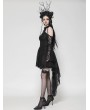 Dark in love Black Gothic Lace Halter Cold Shoulder High-Low Dress