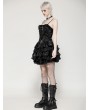 Dark in love Black Gothic Punk Shiny Spaghetti Strap Layered Short Dress