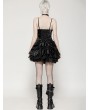 Dark in love Black Gothic Punk Shiny Spaghetti Strap Layered Short Dress