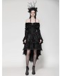 Dark in love Black Elegant Gothic Off-the-Shoulder Velvet High-Low Dress