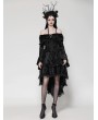 Dark in love Black Elegant Gothic Off-the-Shoulder Velvet High-Low Dress