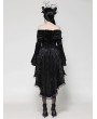 Dark in love Black Elegant Gothic Off-the-Shoulder Velvet High-Low Dress