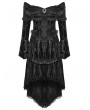 Dark in love Black Elegant Gothic Off-the-Shoulder Velvet High-Low Dress