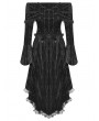 Dark in love Black Elegant Gothic Off-the-Shoulder Velvet High-Low Dress