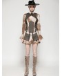 Dark in love Brown Vintage Steampunk Patchwork Tie-Dye Mini Dress