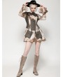 Dark in love Brown Vintage Steampunk Patchwork Tie-Dye Mini Dress