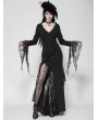 Dark in love Black Gothic Sexy Witch Asymmetrical Lace Slit Long Dress