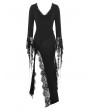 Dark in love Black Gothic Sexy Witch Asymmetrical Lace Slit Long Dress