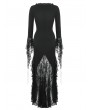 Dark in love Black Gothic Sexy Witch Asymmetrical Lace Slit Long Dress