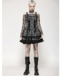 Dark in love Grey Plaid Gothic Metal Studded Strap Short Dress