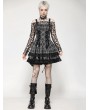 Dark in love Grey Plaid Gothic Metal Studded Strap Short Dress