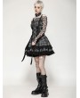 Dark in love Grey Plaid Gothic Metal Studded Strap Short Dress