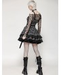 Dark in love Grey Plaid Gothic Metal Studded Strap Short Dress