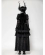 Dark in love Black Vintage Gothic Velvet Lace Layered Maix Dress