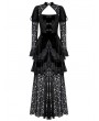 Dark in love Black Vintage Gothic Velvet Lace Layered Maix Dress