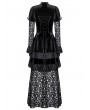 Dark in love Black Vintage Gothic Velvet Lace Layered Maix Dress