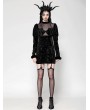 Dark in love Black Gothic Bat Mesh Illusion Sexy Velvet Bodycon Dress