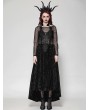 Dark in love Black Romantic Gothic Lace Applique Sexy Long Velvet Dress