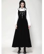 Dark in love Black Gothic Velvet Horn Embroidery  Suspender Maxi Dress