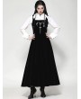 Dark in love Black Gothic Velvet Horn Embroidery  Suspender Maxi Dress