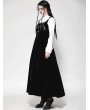 Dark in love Black Gothic Velvet Horn Embroidery  Suspender Maxi Dress