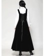 Dark in love Black Gothic Velvet Horn Embroidery  Suspender Maxi Dress