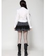 Dark in love White Gothic Ruffle Front Button Up Long Sleeve Blouse for Women