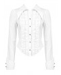 Dark in love White Gothic Ruffle Front Button Up Long Sleeve Blouse for Women