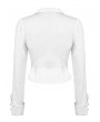 Dark in love White Gothic Ruffle Front Button Up Long Sleeve Blouse for Women