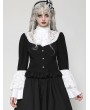 Dark in love Black and White Elegant Gothic Doll Ruffled Blouse for Women