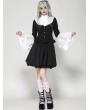 Dark in love Black and White Elegant Gothic Doll Ruffled Blouse for Women