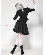 Dark in love Black and White Elegant Gothic Doll Ruffled Blouse for Women