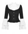 Dark in love Black and White Elegant Gothic Doll Ruffled Blouse for Women