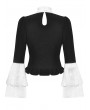 Dark in love Black and White Elegant Gothic Doll Ruffled Blouse for Women