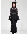 Dark in love Black Vintage Gothic Heart-Shaped Hollow-Out Lace Tailcoat for Women