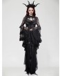 Dark in love Black Vintage Gothic Heart-Shaped Hollow-Out Lace Tailcoat for Women