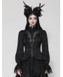 Dark in love Black Vintage Gothic Jacquard Lace Sheer Tailcoat for Women