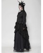 Dark in love Black Vintage Gothic Jacquard Lace Sheer Tailcoat for Women