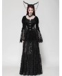 Dark in love Black Vintage Gothic Embossed Velvet Lace Long Outwear for Women