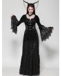 Dark in love Black Vintage Gothic Embossed Velvet Lace Long Outwear for Women