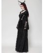 Dark in love Black Vintage Gothic Embossed Velvet Lace Long Outwear for Women