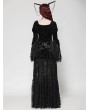 Dark in love Black Vintage Gothic Embossed Velvet Lace Long Outwear for Women