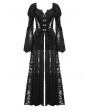 Dark in love Black Vintage Gothic Embossed Velvet Lace Long Outwear for Women