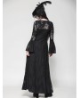 Dark in love Black Gothic Lace Bow Elegant Long Robe for Women