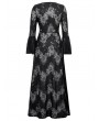 Dark in love Black Gothic Lace Bow Elegant Long Robe for Women