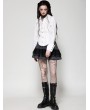 Dark in love Dark Striped Scholarly Lace Trim Gothic Mini Skirt