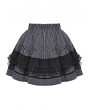 Dark in love Dark Striped Scholarly Lace Trim Gothic Mini Skirt