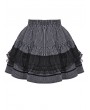 Dark in love Dark Striped Scholarly Lace Trim Gothic Mini Skirt